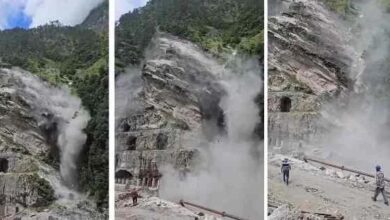 हेलंग में भारी भूस्खलन, अचानक दरका पहाड़-बाल-बाल बची मजदूरों की जान