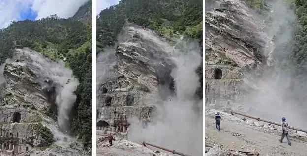 हेलंग में भारी भूस्खलन, अचानक दरका पहाड़-बाल-बाल बची मजदूरों की जान
