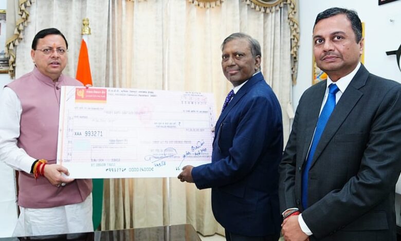 टीएचडीसी इंडिया लिमिटेड ने मुख्यमंत्री राहत कोष में दिया 1 करोड़ रुपये का योगदान