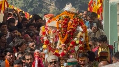 ओंकारेश्वर मंदिर पहुँची बाबा केदार की पंचमुखी चल विग्रह डोली