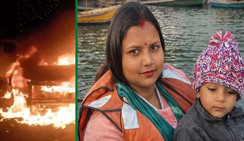 रामपुर में डंपर से टक्कर के बाद कार में लगी आग, महिला कांस्टेबल और मासूम जिंदा जले