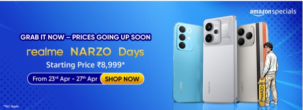 रियलमी NARZO 100 Lite 5G बना Amazon.in पर सबसे तेज़ और सबसे ज़्यादा बिकने वाला स्मार्टफोन