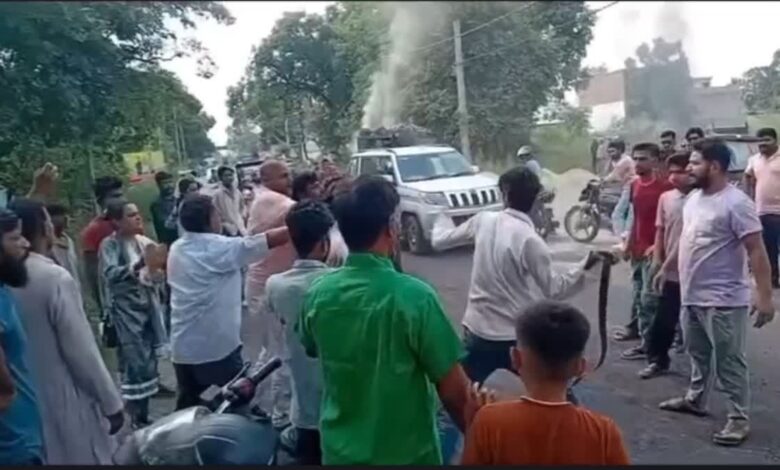 आम तोड़ने को लेकर दो पक्षों के बीच सड़क पर जमकर मारपीट