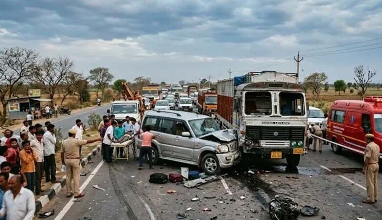 सड़क हादसे में एक ही परिवार के 6 लोगों की मौत, एक बच्ची घायल